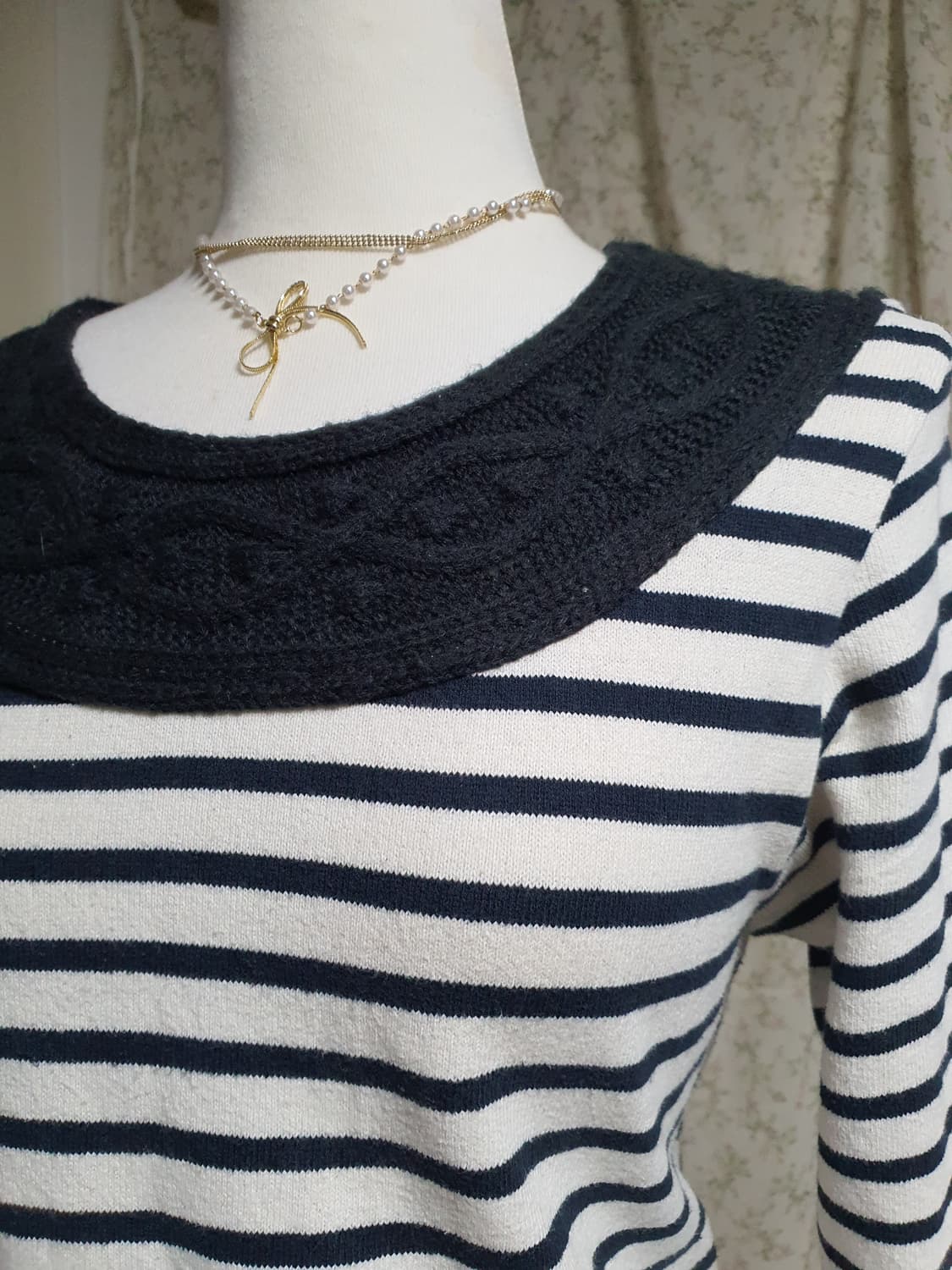 [모리걸] 너드모리 스트라이프 니트 원피스 7부 상품이미지2