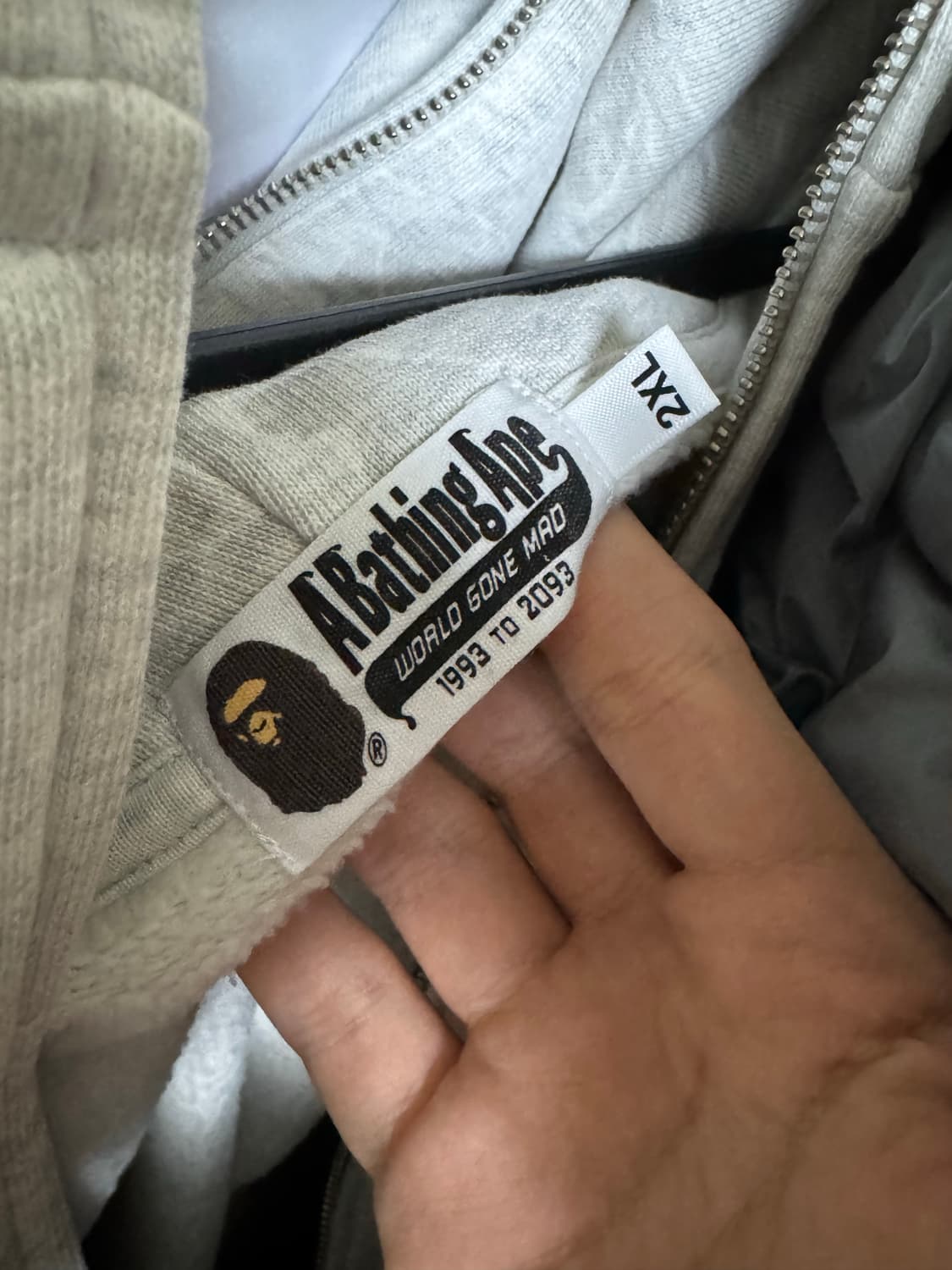 BAPE ONE POINT FULL ZIP HOODIE GRAY 2XL 상품이미지6