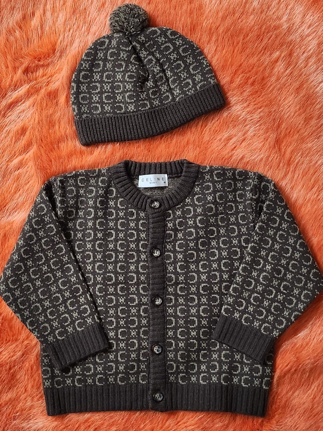 CELINE 셀린 니트 가디건 키즈 90호 & 모자  상품이미지1