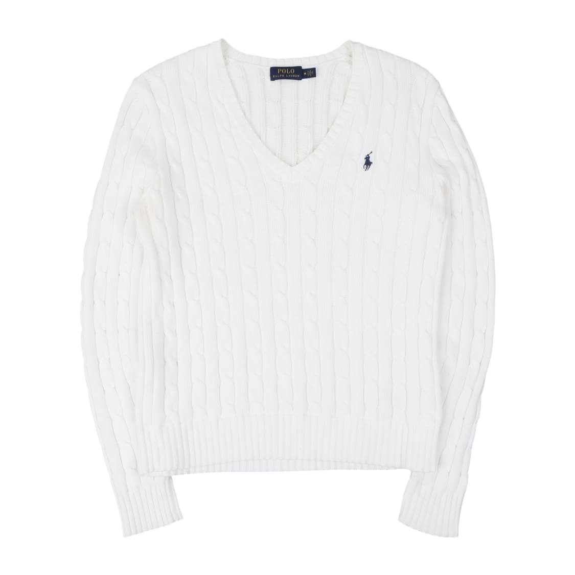 폴로 랄프로렌 화이트 케이블 브이넥 니트 상품이미지1