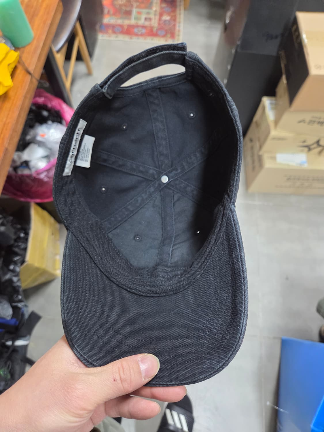 칼하트 wip 로고 6패널 캔버스 볼캡 모자 프리 상품이미지4