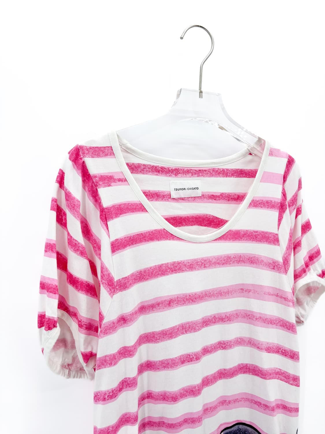 츠모리치사토 스트라이프 퍼프 소매 반팔티셔츠 상품이미지6