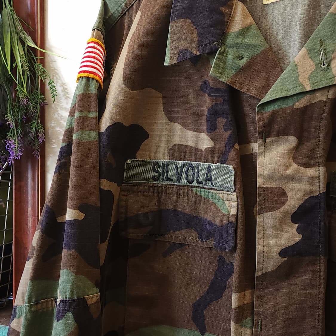 90s 미군 BDU 카모셔츠 우드랜드 라지 롱 부대패치 상품이미지6