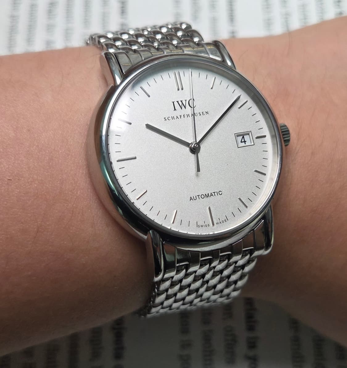 IWC 샤프하우젠 포르토피노38 실버판 오토매틱 쌀알 브레이슬릿 ver. 상품이미지10