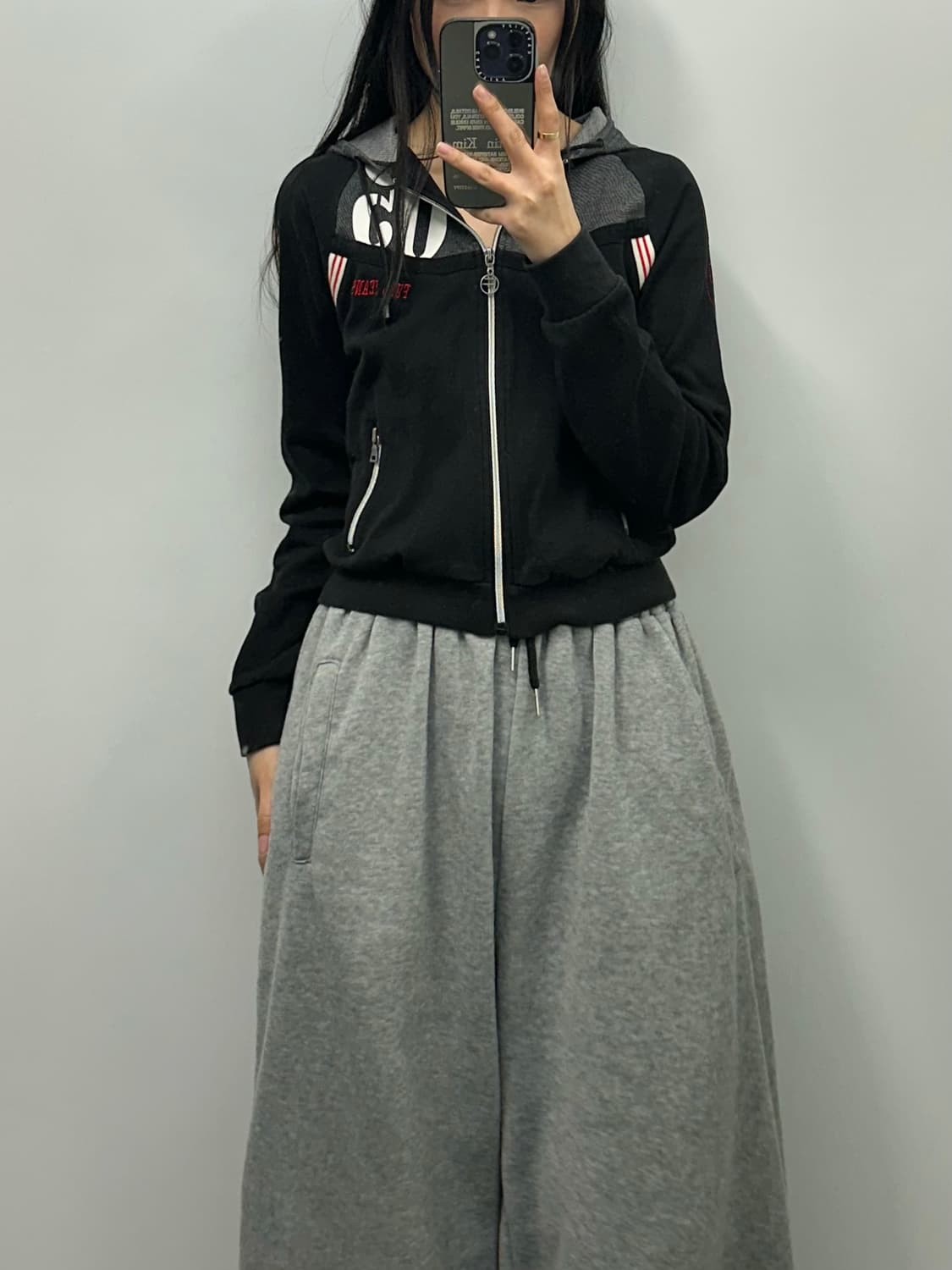 Fubu y2k 와투케 딱붙 블랙 후드집업 상품이미지1