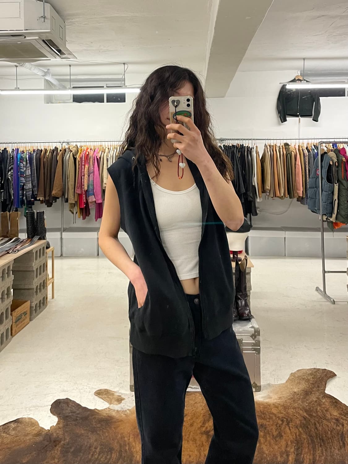 COMME CA WALK hood zip-up vest 후드 집업 베스트 상품이미지4