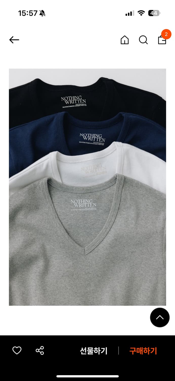 낫띵리튼 브이넥 반팔 티셔츠 블랙 상품이미지1