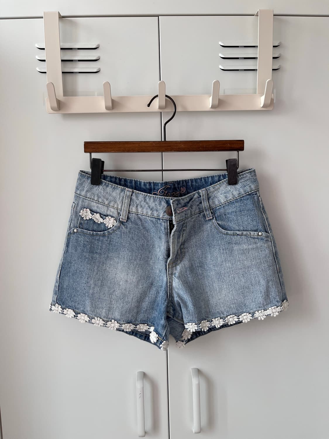 Vintage 꽃자수 레이스 데님 숏팬츠 상품이미지3