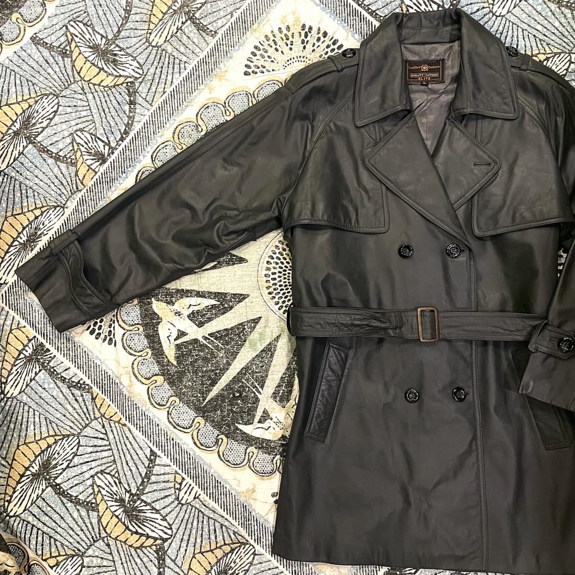 챠콜 트렌치 가죽코트(Ｌ) 상품이미지2