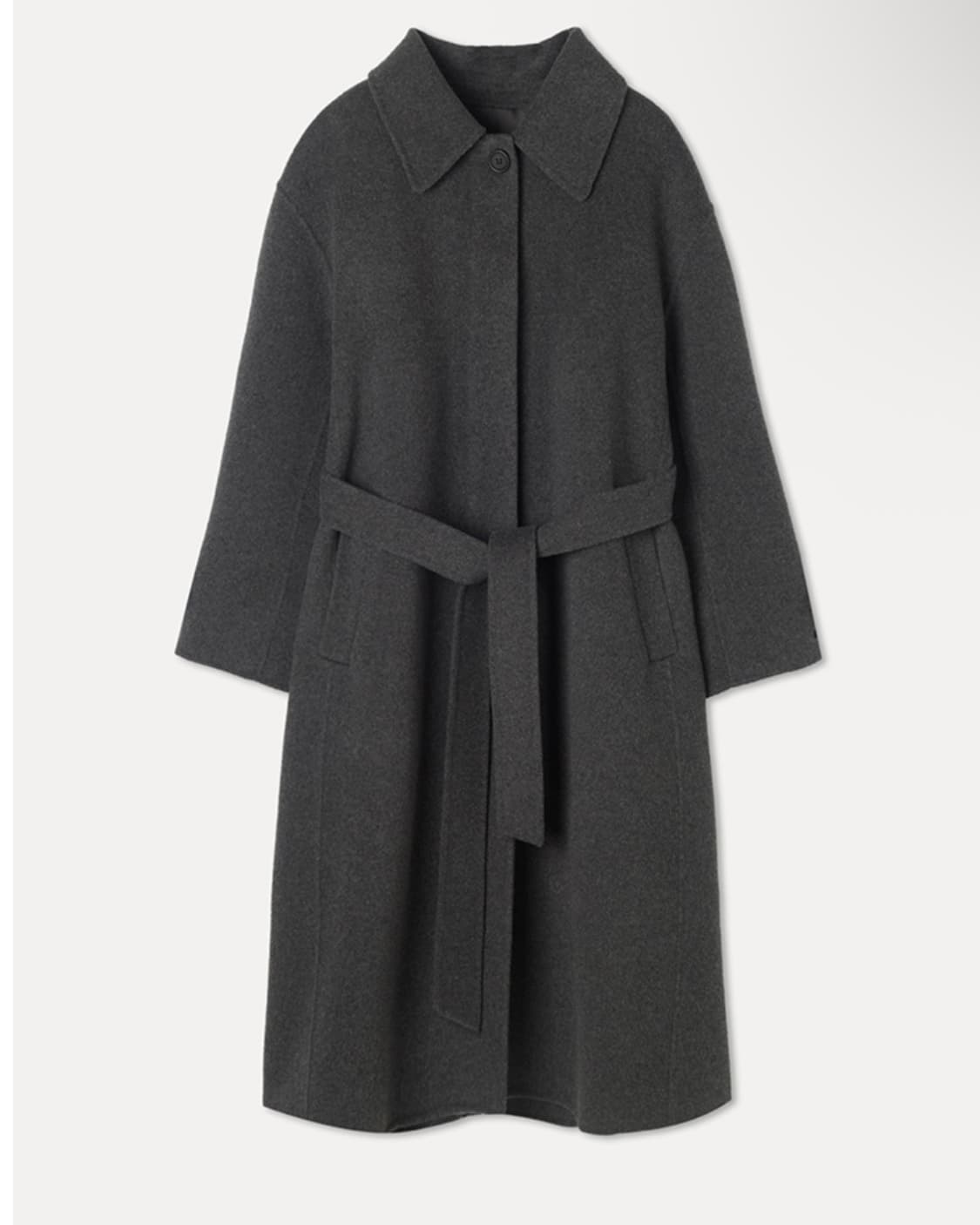 (울70%)미쏘 핸드메이드 벨티드 롱 코트 딥그레이 상품이미지6