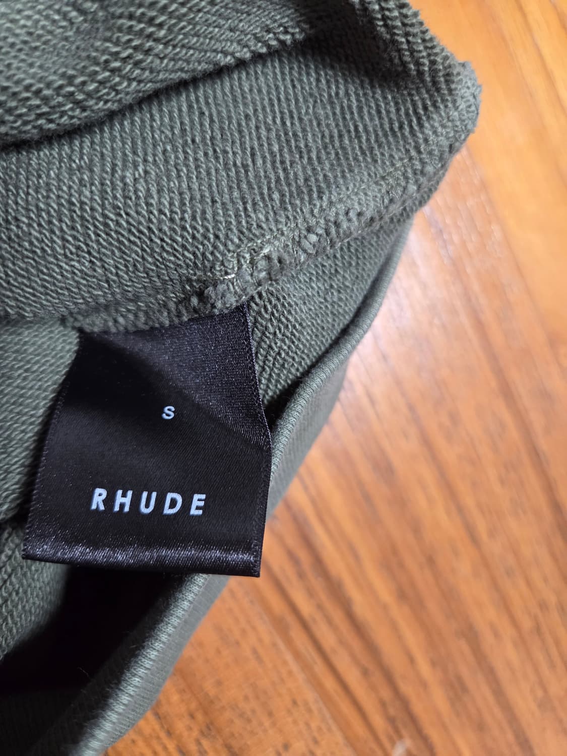Rhude 루드 체크 슬리브 후드티 카키 상품이미지3