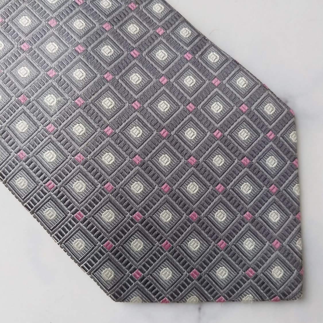 아쿠아스큐텀 실크 자카드 패턴 넥타이 9.5cm A+등급 K2096 상품이미지2