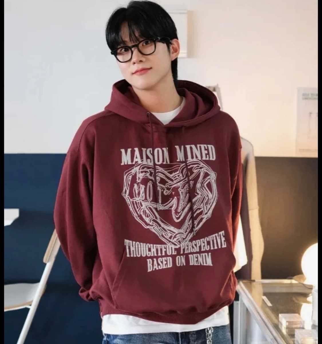 메종미네드 버건디 후드티 M 상품이미지2