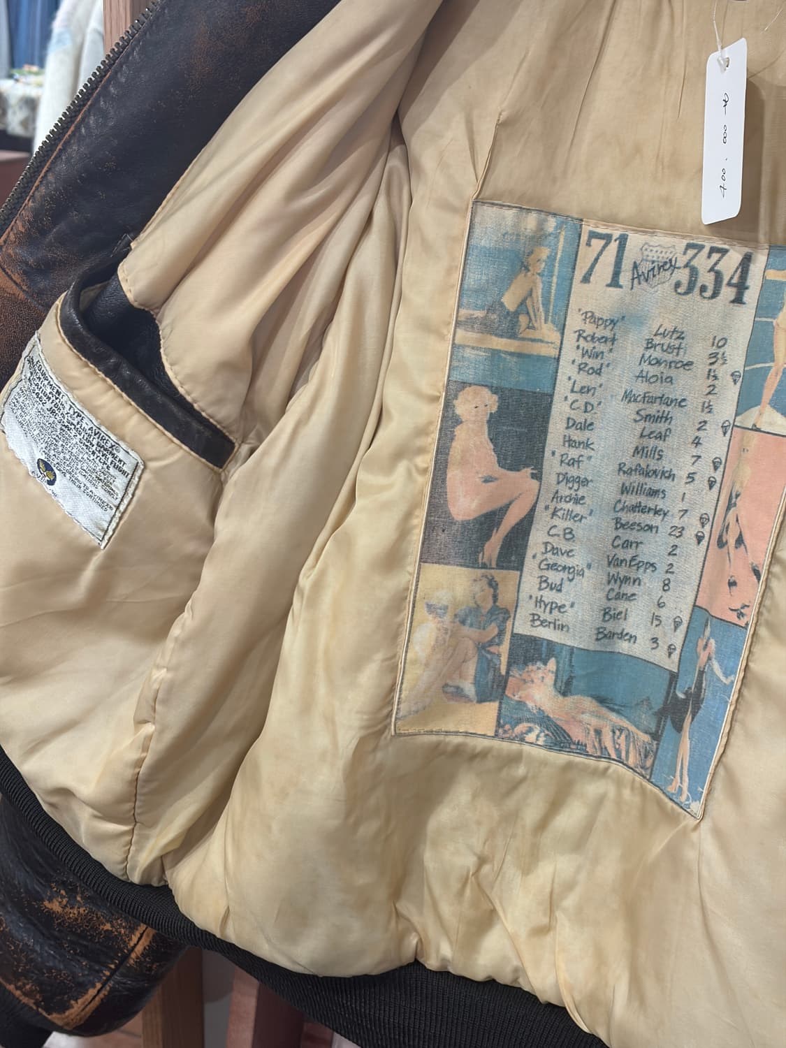 90s Avirex 핀업걸 A-2 레더 자켓 상품이미지7