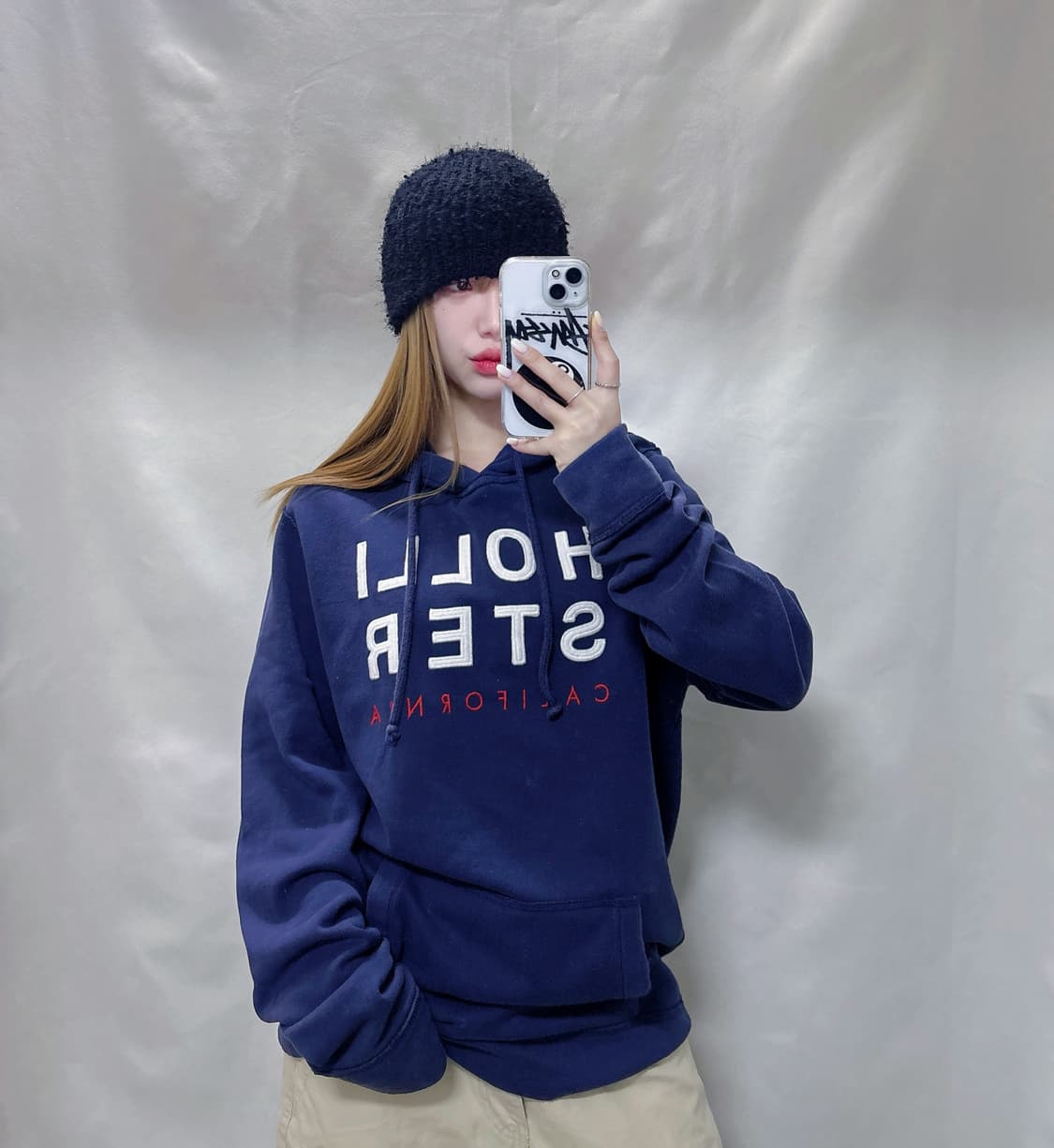 홀리스터 네이비 빅로고 후드  상품이미지3