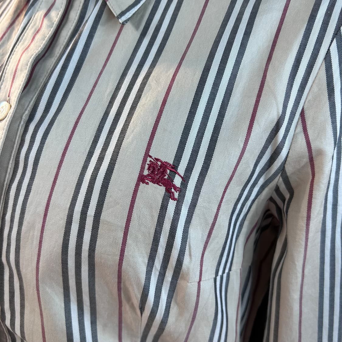 Burberry Logo Embroidered Stripe Shirts 상품이미지4