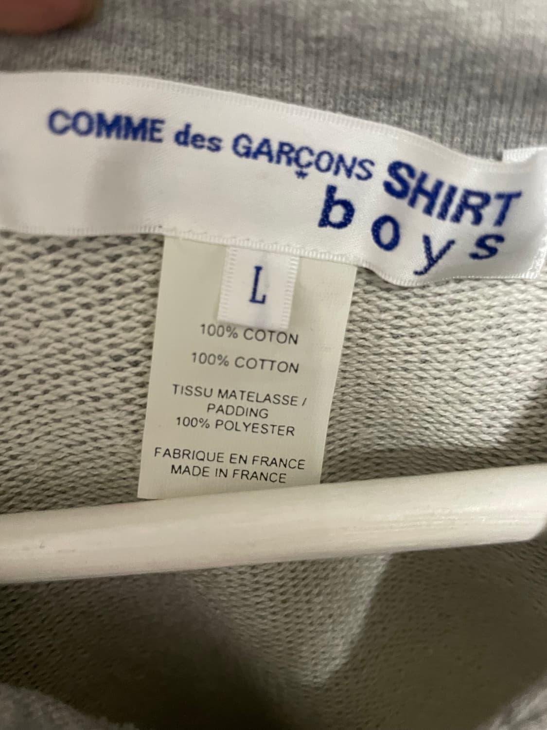 꼼데가르송 회색 후드 집업 상품이미지3