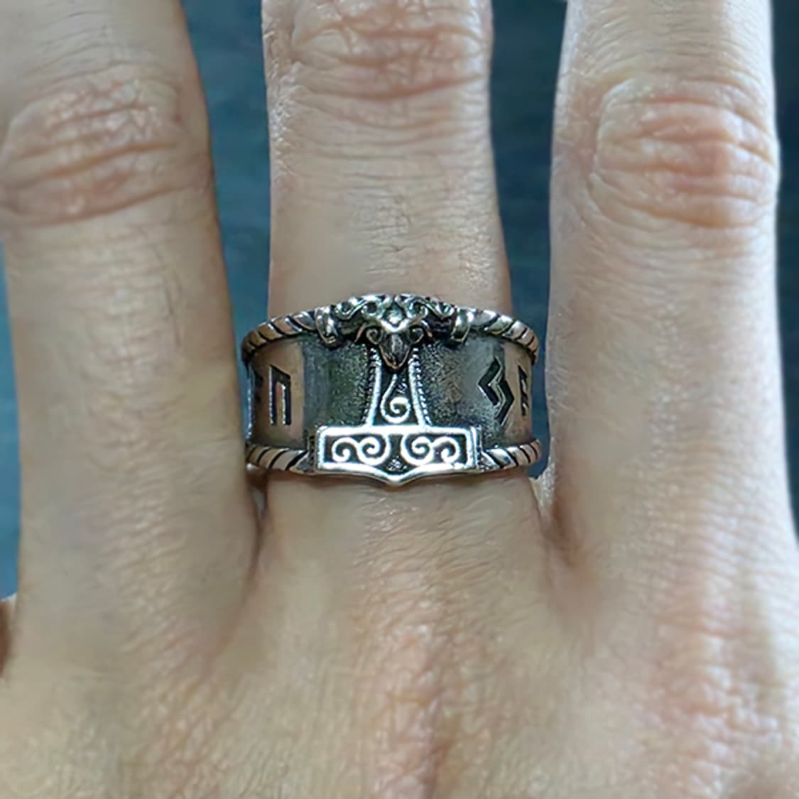 Vorn 실버 남자 엔틱 빈티지 명품 고대 룬 바이킹 반지 상품이미지7