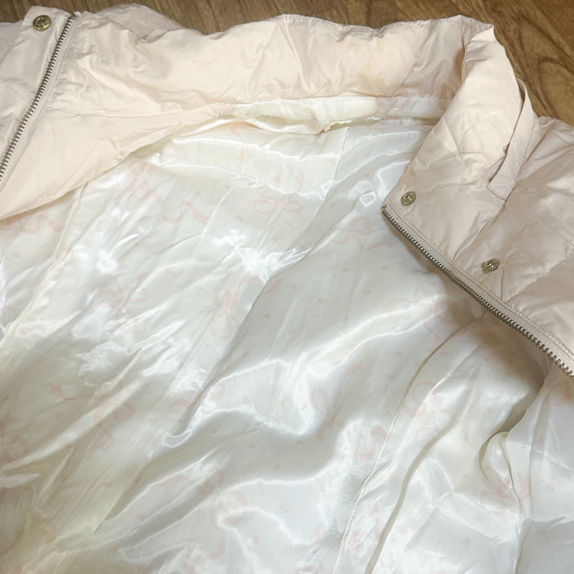 빈티지 핑크 리본 패딩 히메갸루 로걀 라떼 히메카지 헤이세이 발레코어 상품이미지3