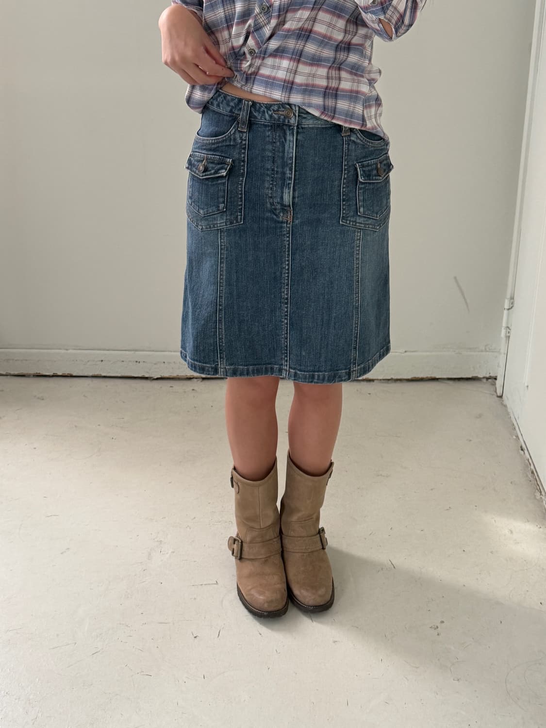 일본빈티지 포켓 청치마  상품이미지1