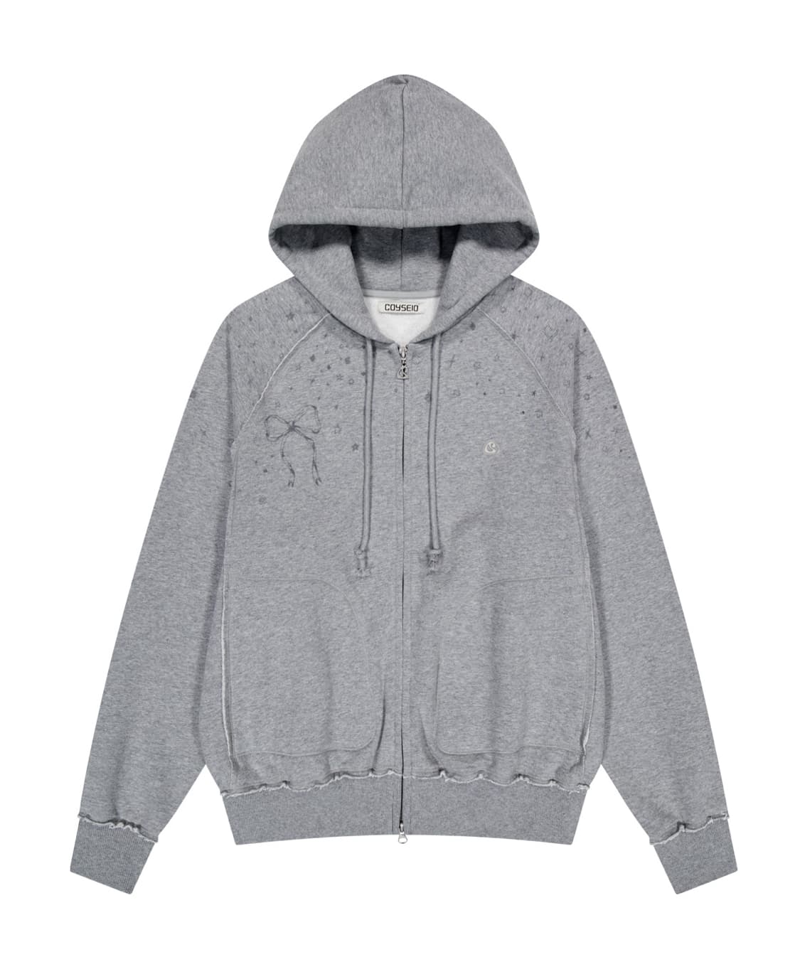 코이세이오 트윙클 후드집업 멜란지 그레이 상품이미지1