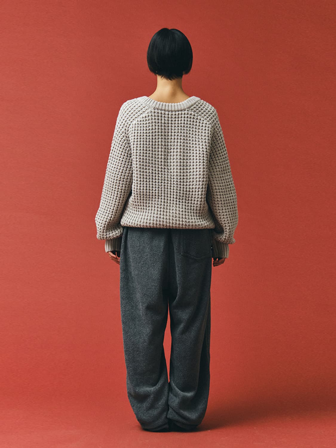 CABLE FISHERMAN V-NECK KNIT, LIGHT GRAY 상품이미지5