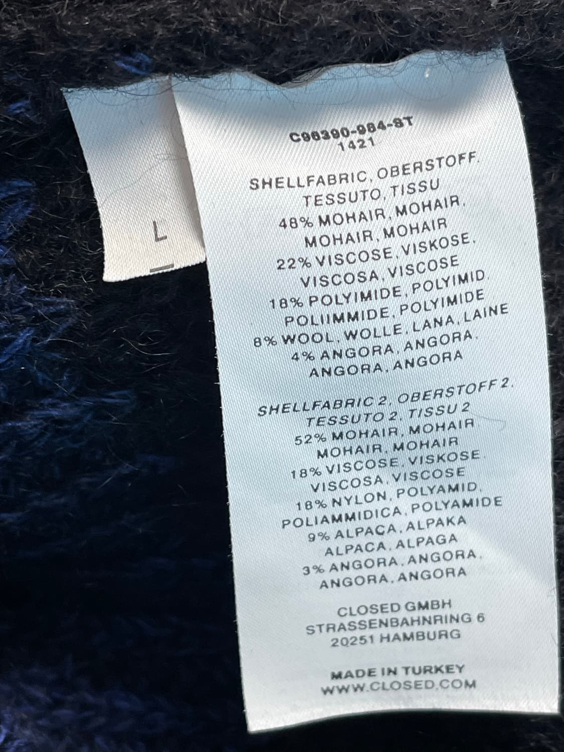 클로즈드(Closed) 다크 블루 블랙 스트라이프 모헤어 앙고라 니트 L 상품이미지5