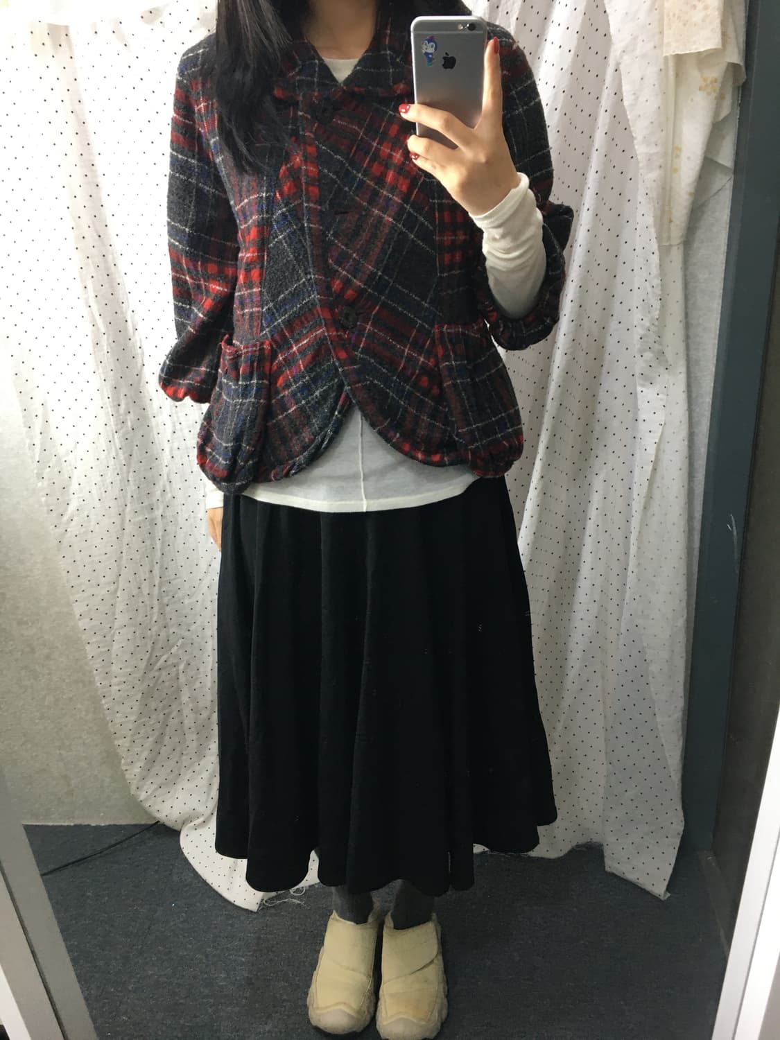 레드 체크 숏 자켓 상품이미지2