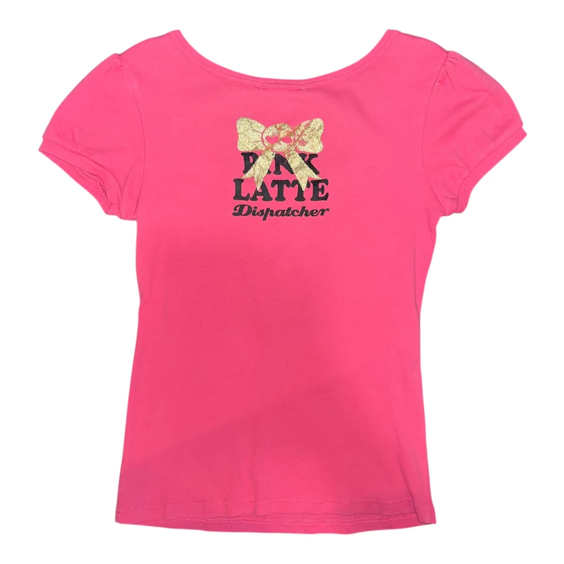 pink latte 핑크라떼 큐빅해골하트레이스퍼프반팔티 펑크 갸루 키치 상품이미지3