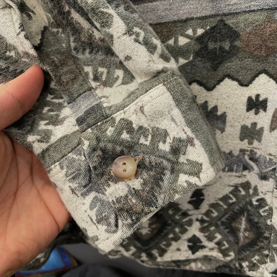 90s USA 빈티지 에스닉 패턴 포켓 셔츠 상품이미지5