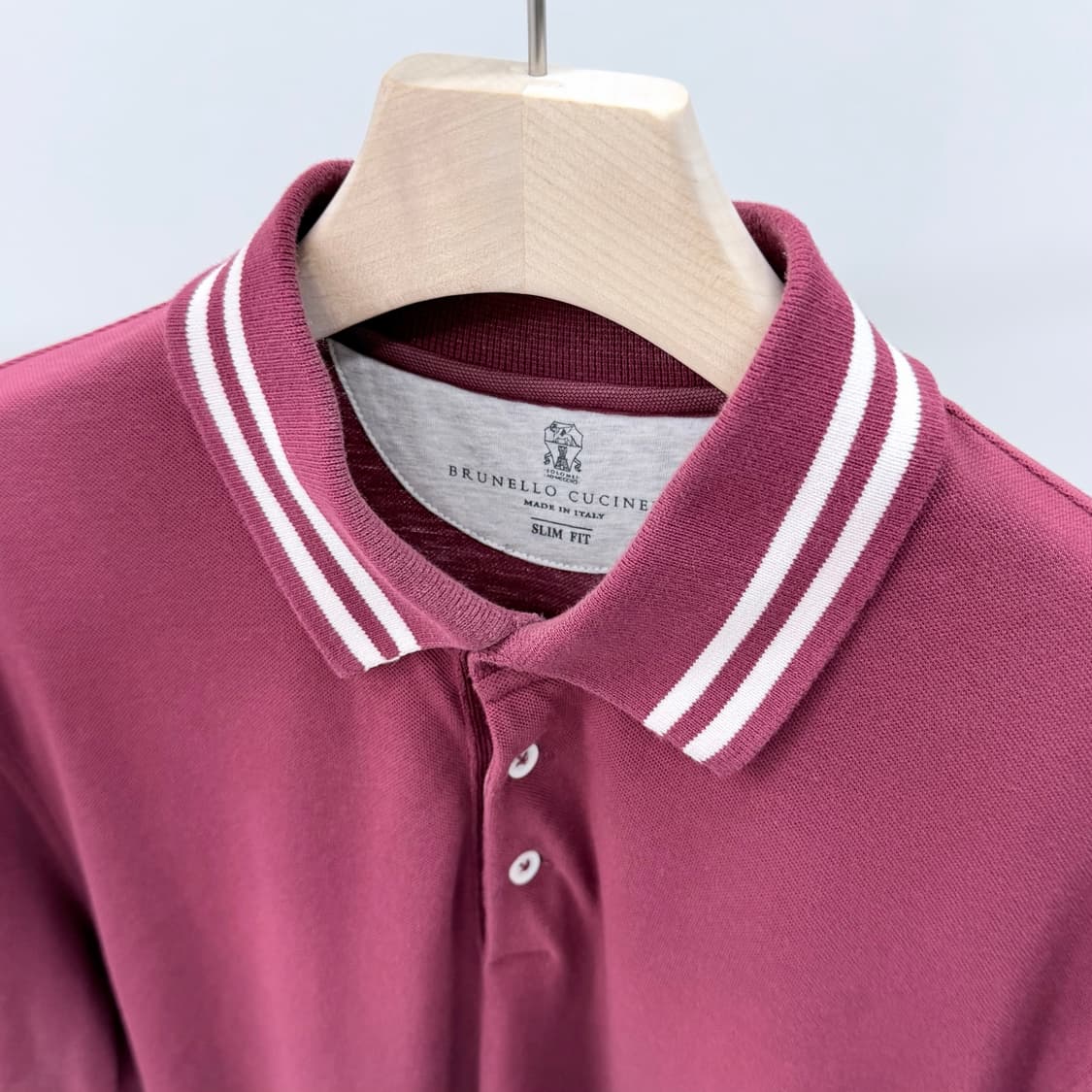 [S+급/2XL] 브루넬로 쿠치넬리 코튼 반팔 카라티 버건디 상품이미지6