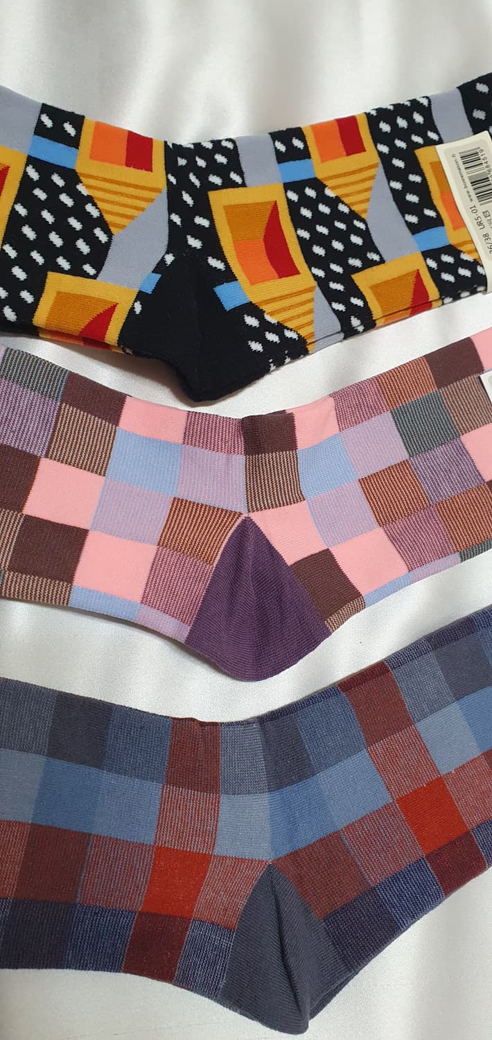 오렌지 옐로우 블루 레드 체크 Bonne Maison 본메종 양말 상품이미지7