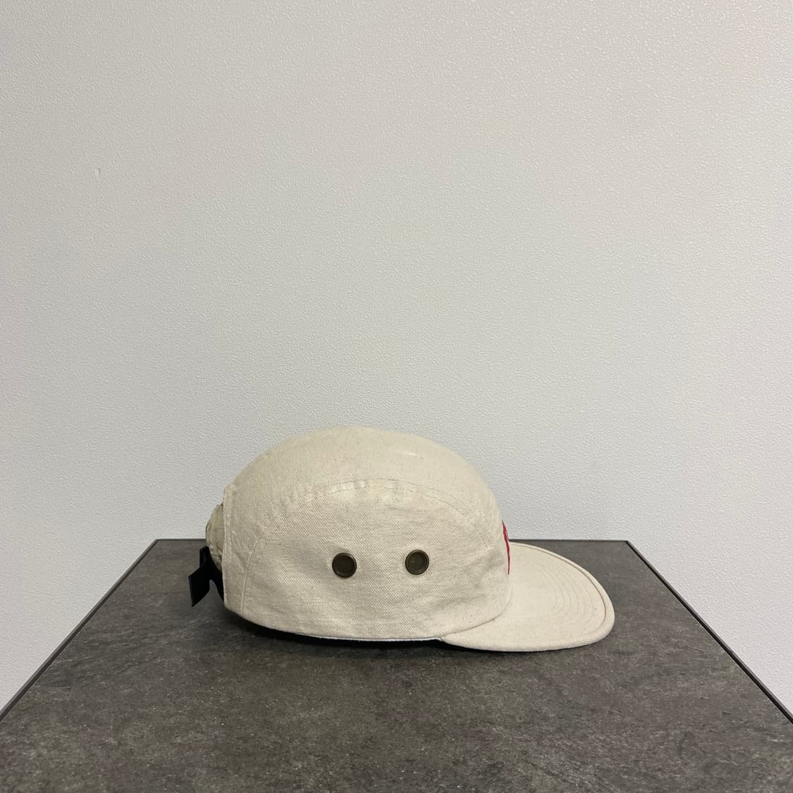 슈프림 워시드 캔버스 내츄럴 레드 박스로고 캠프캡 모자 상품이미지3