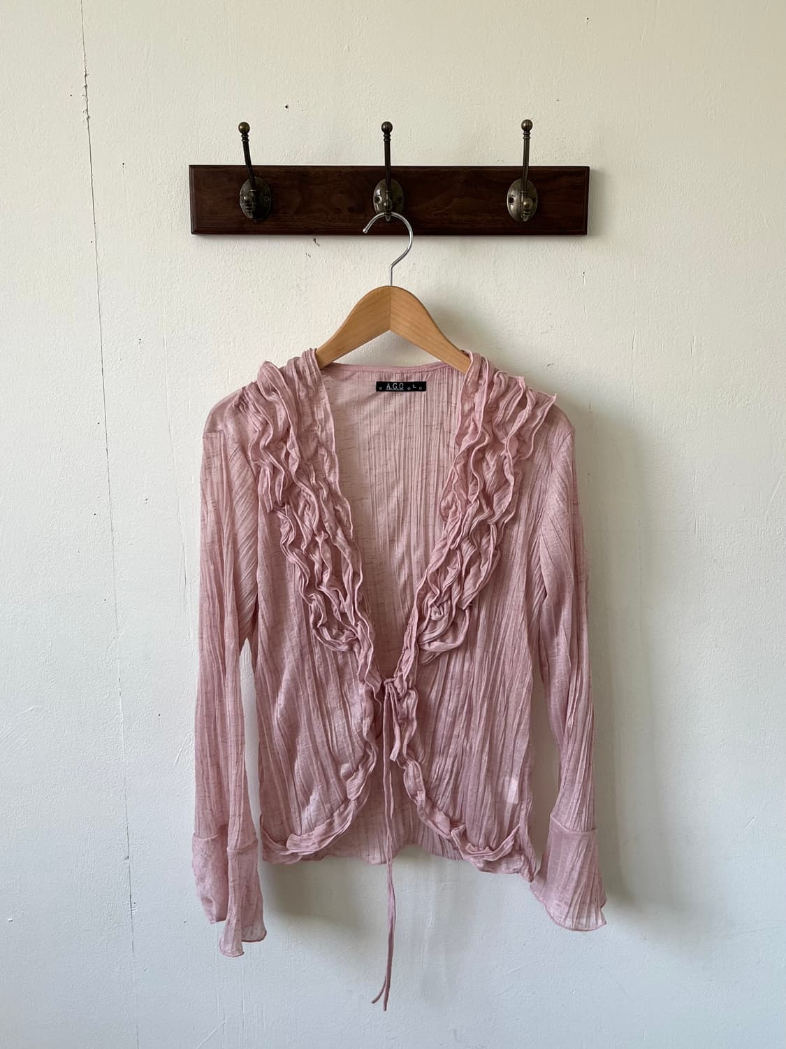 A.G.O 셔링 시스루 가디건 상품이미지1