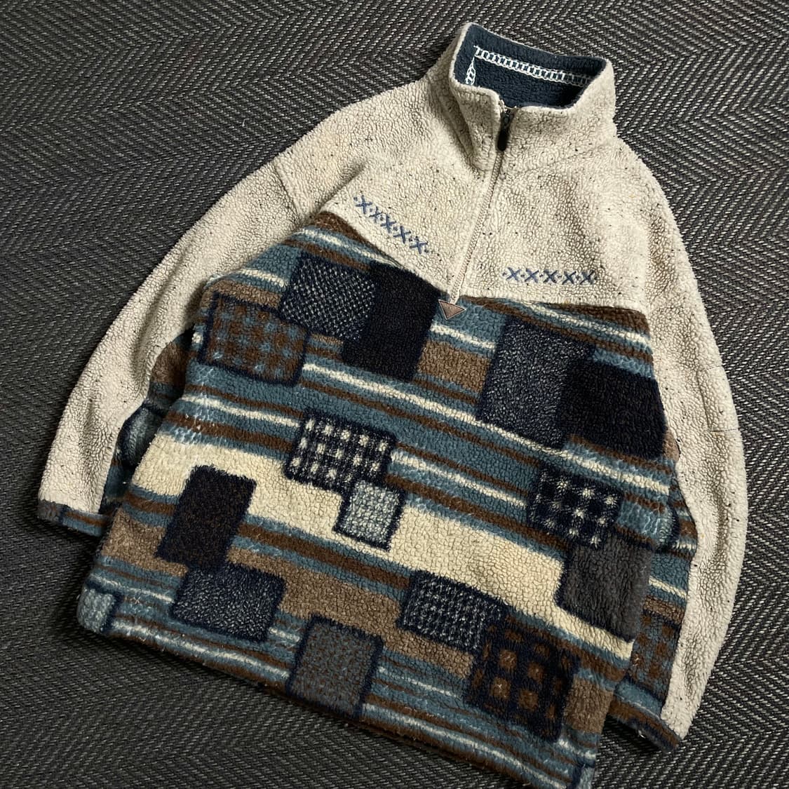 엘레쎄 올드스쿨 빈티지 체크 패턴 집업 플리스 자켓 y 4954 상품이미지1