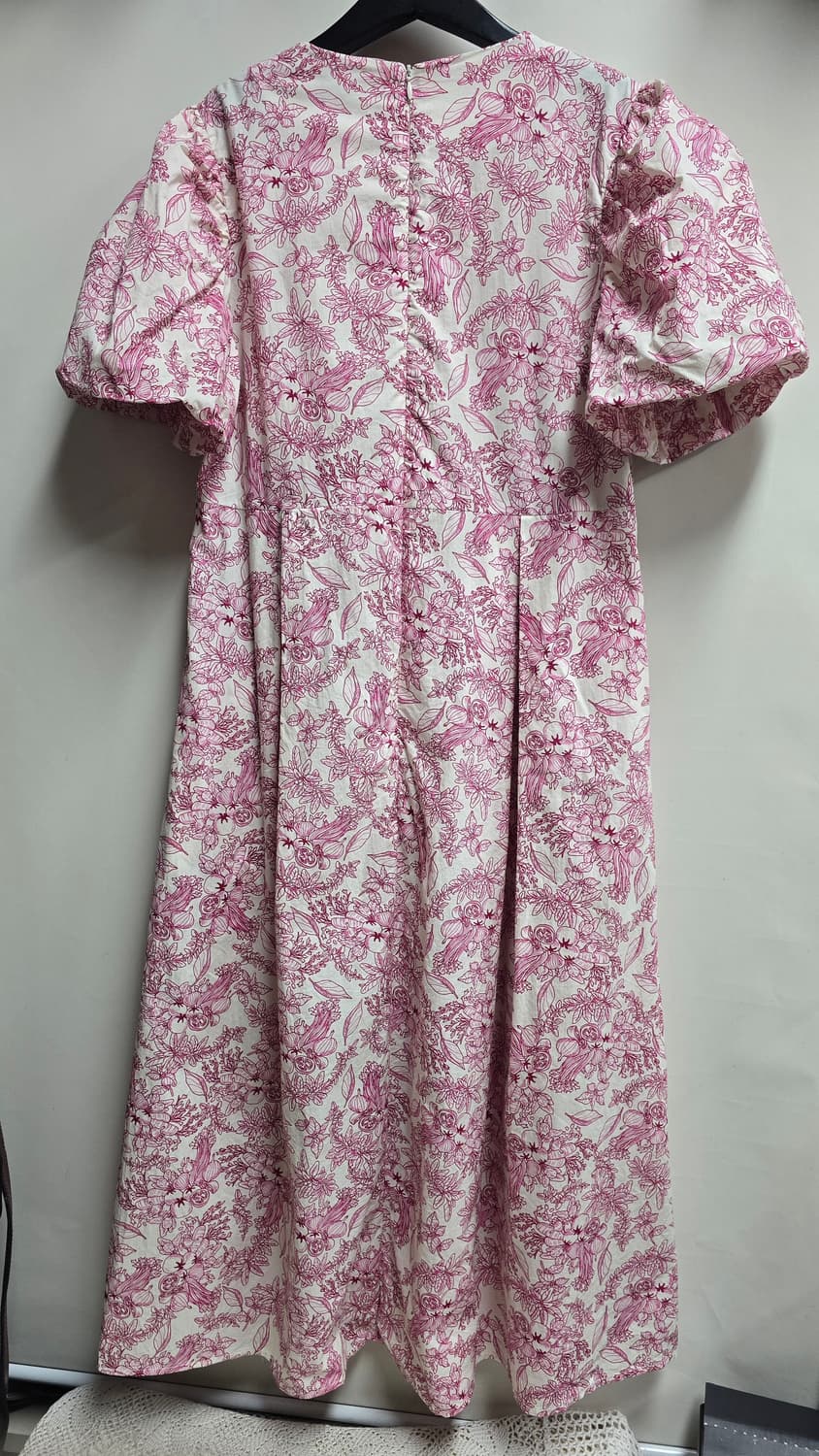 새상품)화사한 플라워 패턴 퍼프 소매 원피스 상품이미지3