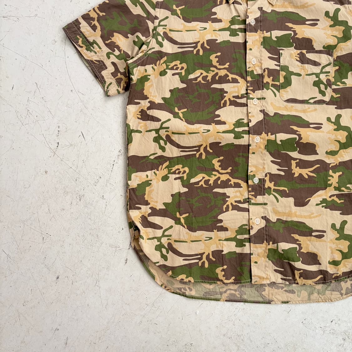 BEAMS HEART 빔즈 빈티지 카모 플라주 반팔셔츠 M 상품이미지3