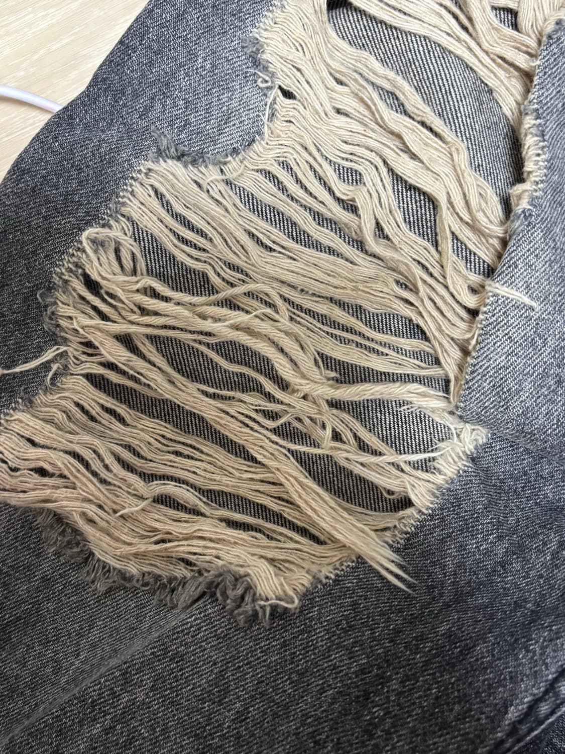 보헤미안서울 데미지 와이드 데님 팬츠 그레이 L 상품이미지2