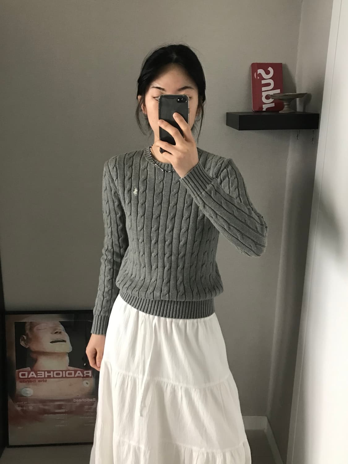 폴로 랄프로렌 포니 로고 그레이 케이블 니트 상품이미지1