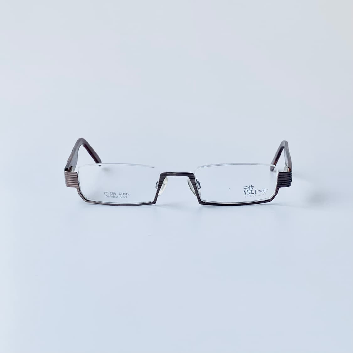 790 빈티지안경 픽키 데드스탁 사각 역반무테 언더림 하금테 메탈 브라운 상품이미지1