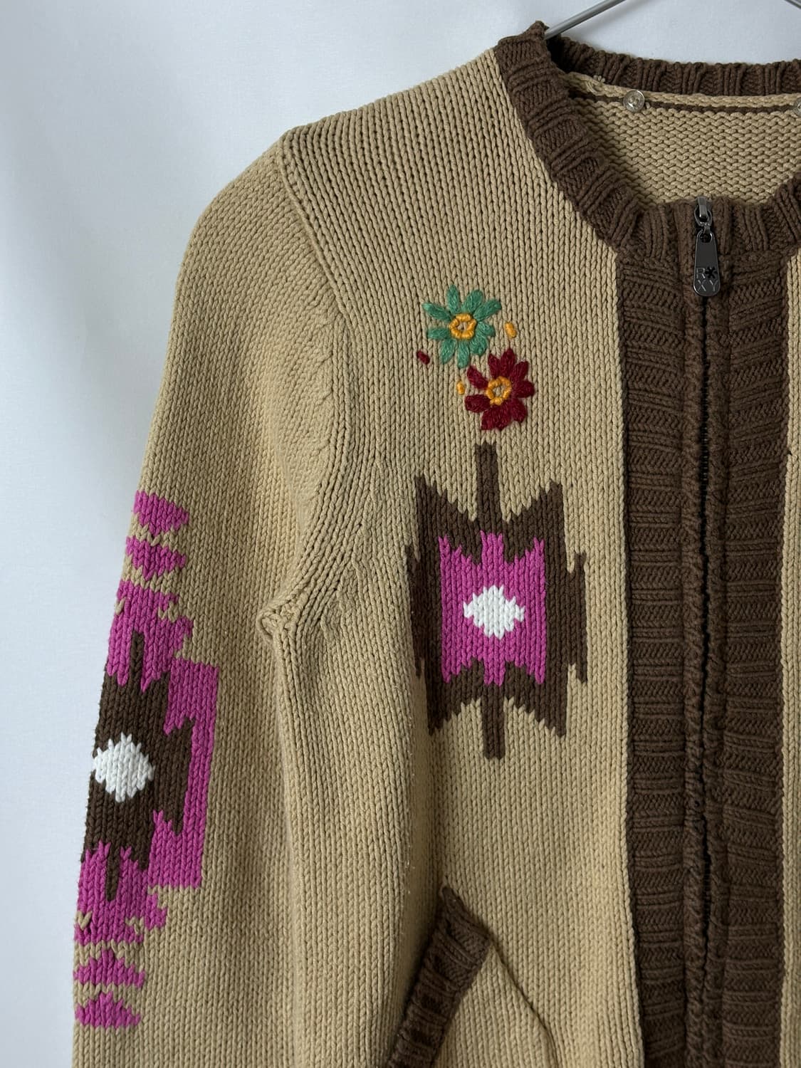 핑크 패턴 니트 집업 상품이미지7