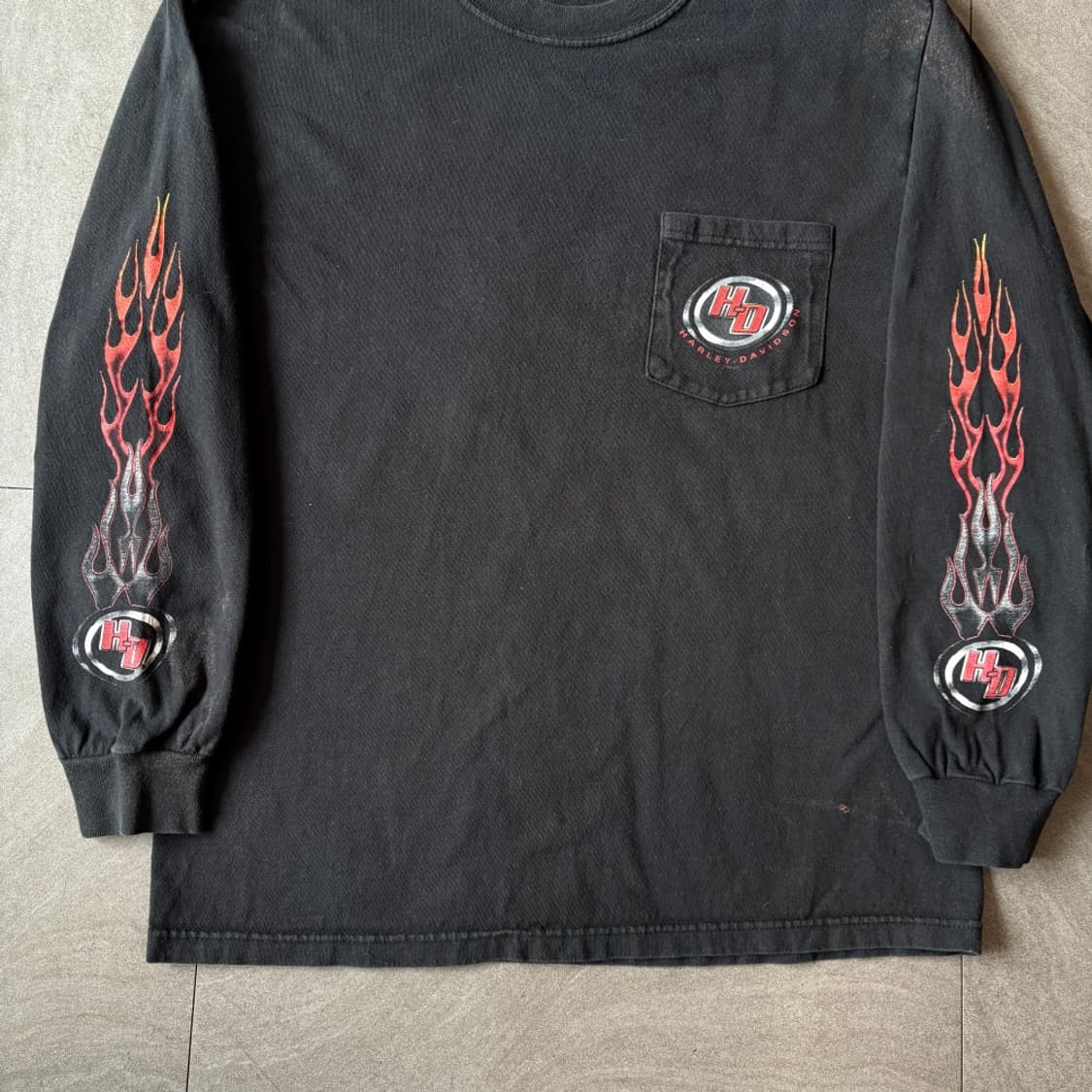 00년대 생산 할리데이비슨 블랙 플레임 긴팔 티셔츠 상품이미지3