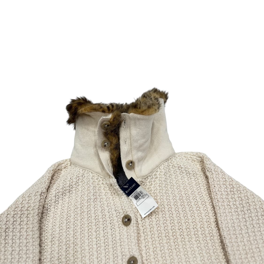 폴로 랄프로렌 퍼 카라 니트 딱붙핏 Y2K 가디건 L 상품이미지3