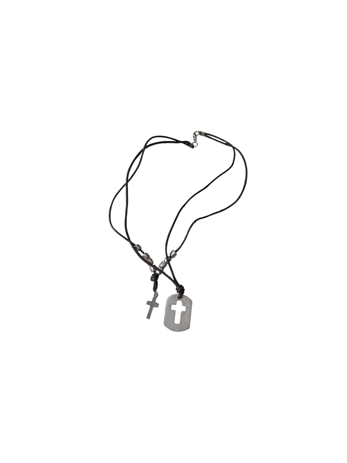 Vtg Double Cross Necklace  상품이미지1