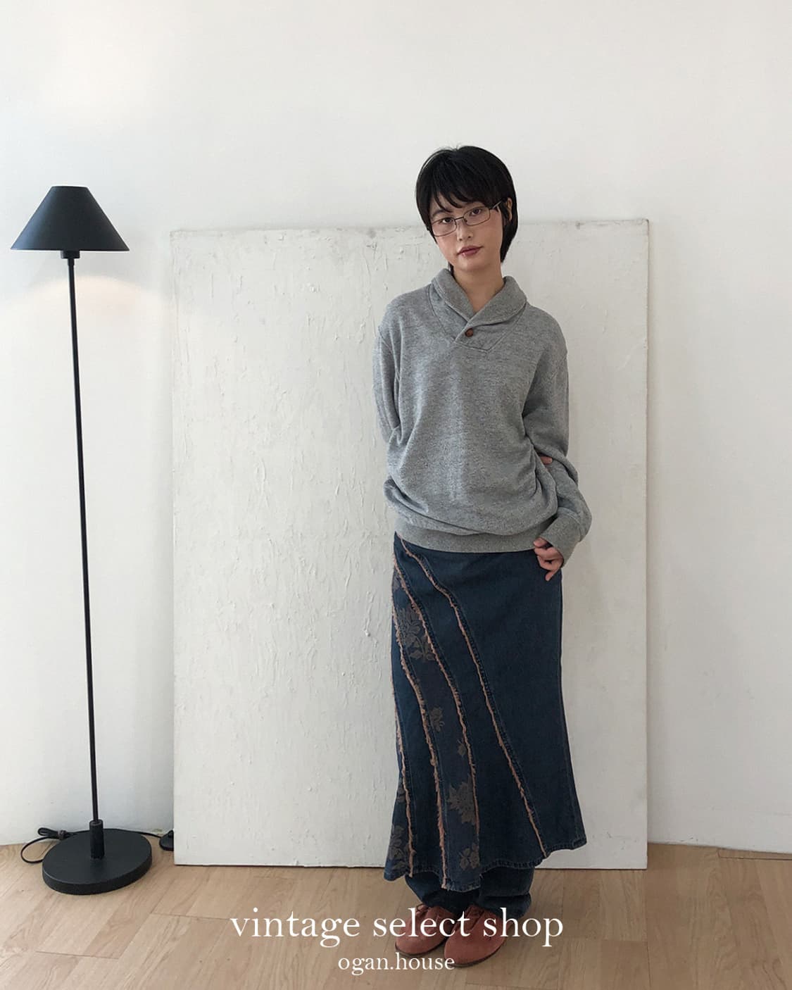 vintage shawl collar sweatshirt top 상품이미지2