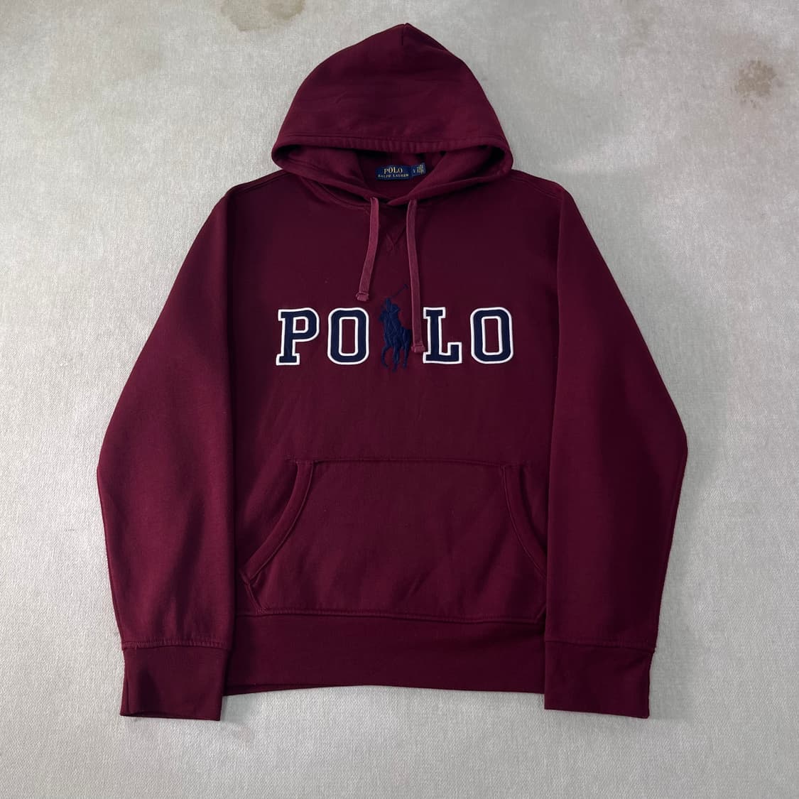 100 폴로랄프로렌 빅로고 스펠아웃 버건디 후드티 상품이미지1