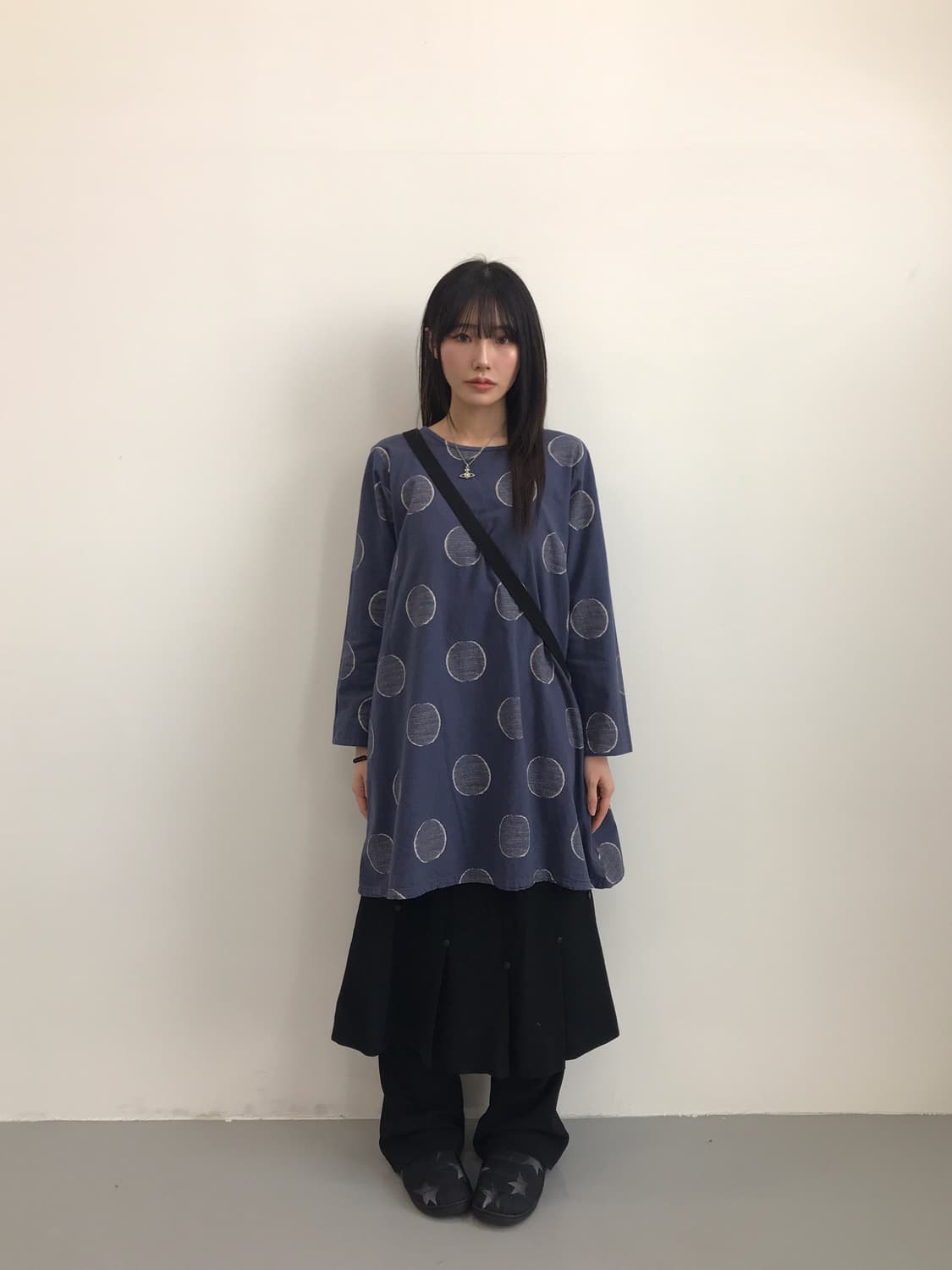 Jpn Navy Polka Dot Cotton Dress 상품이미지1