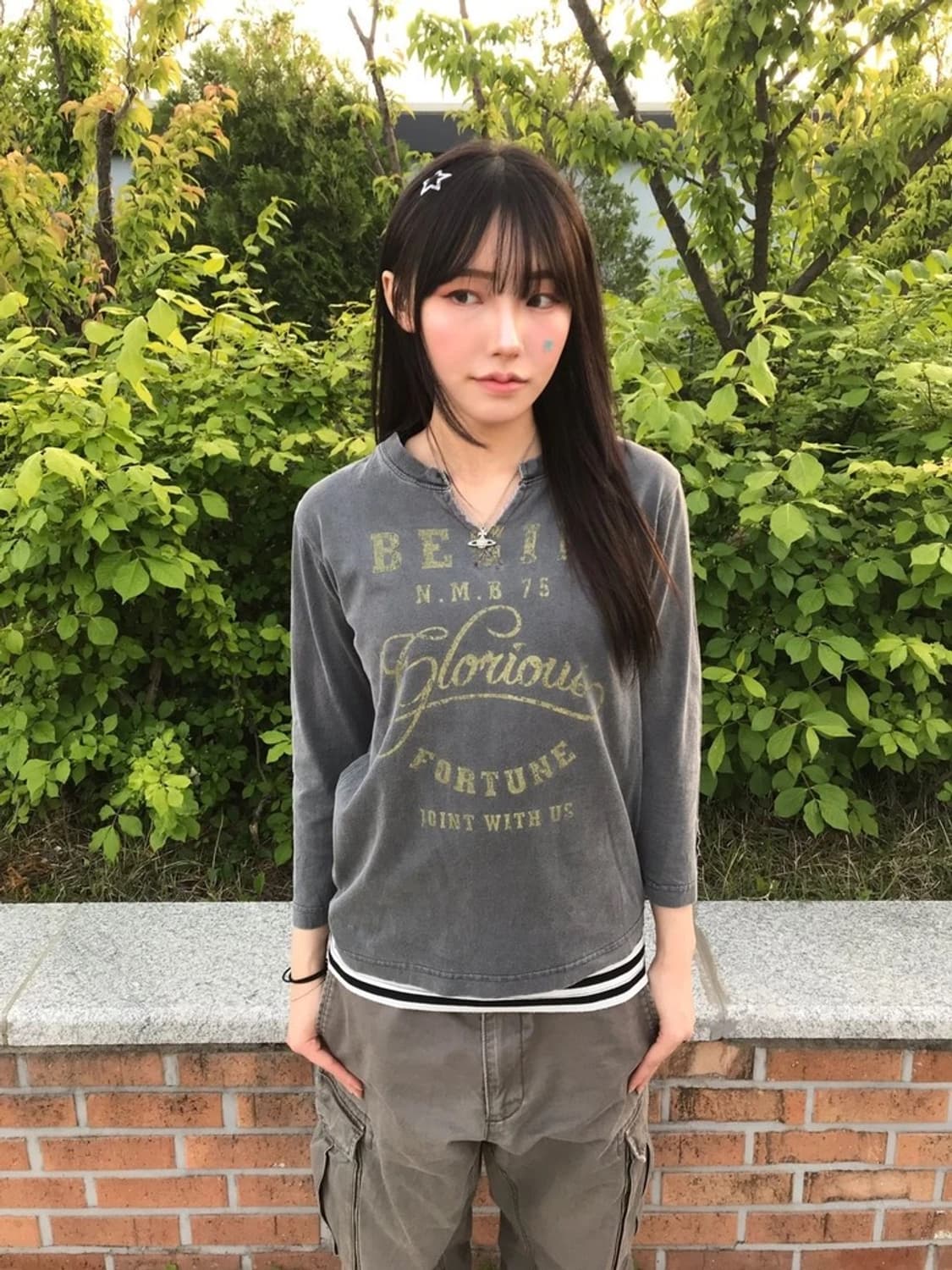 Find Favor Grey Graphic Long Sleeve 상품이미지2