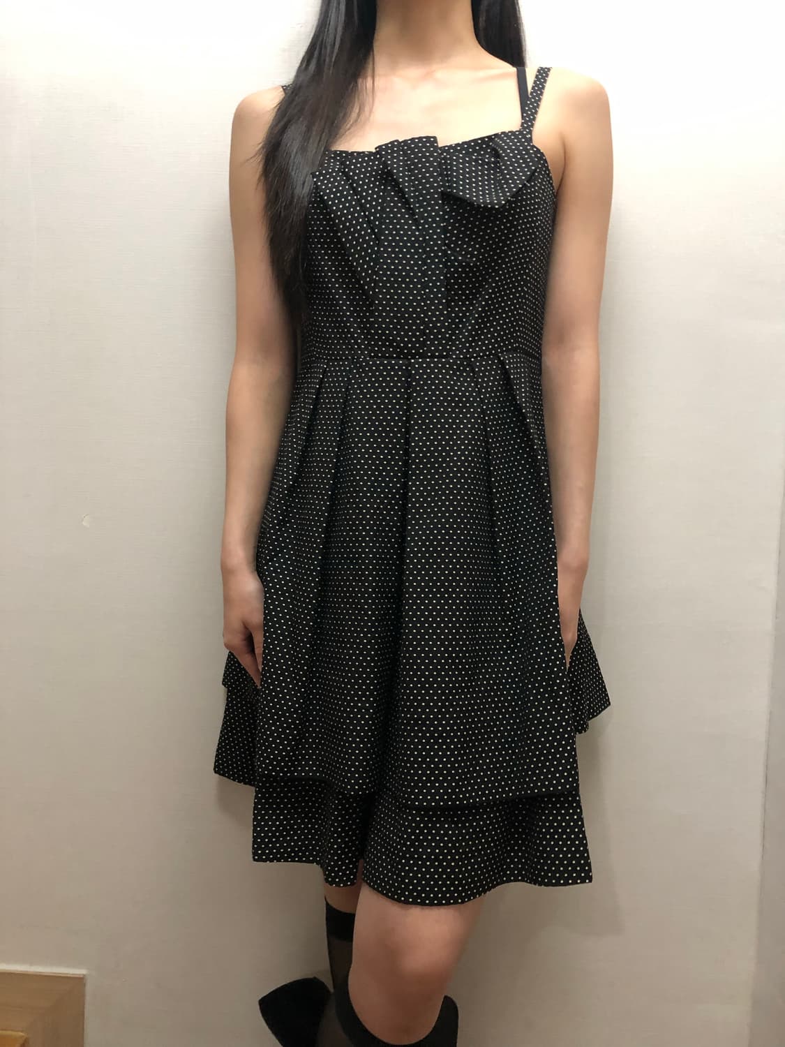 빈티지 블랙 도트 프릴 원피스 상품이미지1