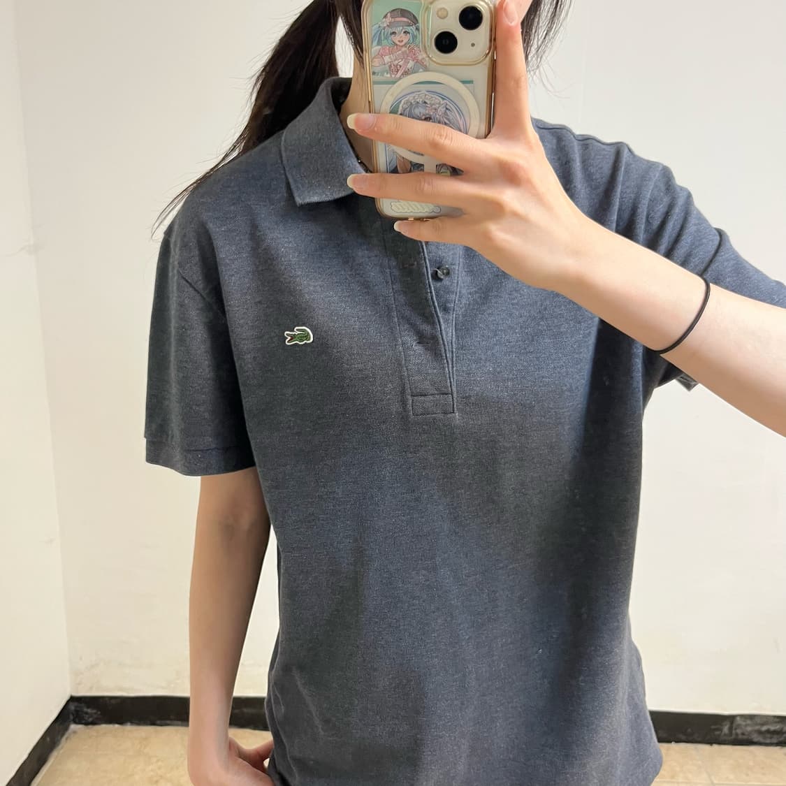 Lacoste grey collar t-shirt 상품이미지3